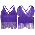 V-Neck Crisscross Back Tassel Fringe Crop Top Latin Salsa Dance Costume