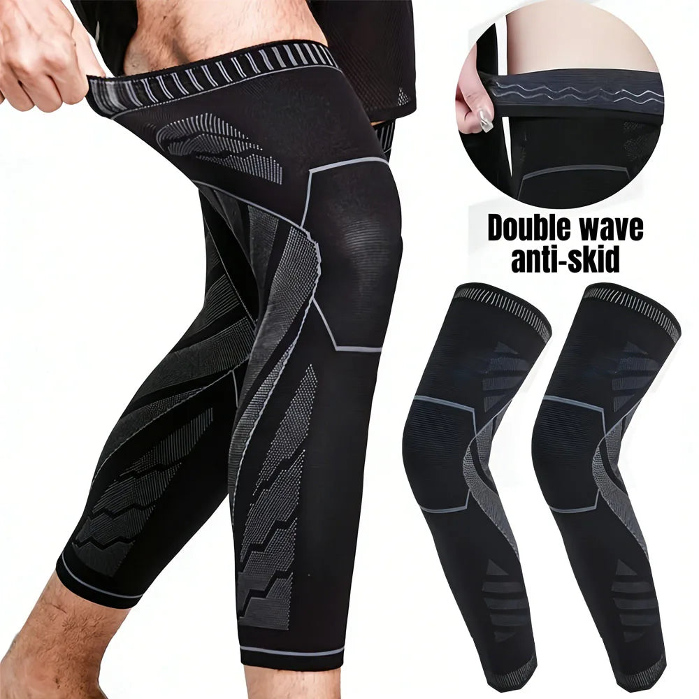 1 Pcs Compression Leg & Knee Braces with Non-Slip, Extended Full-Length Knee Sleeves for Running, Basketball, Cycling