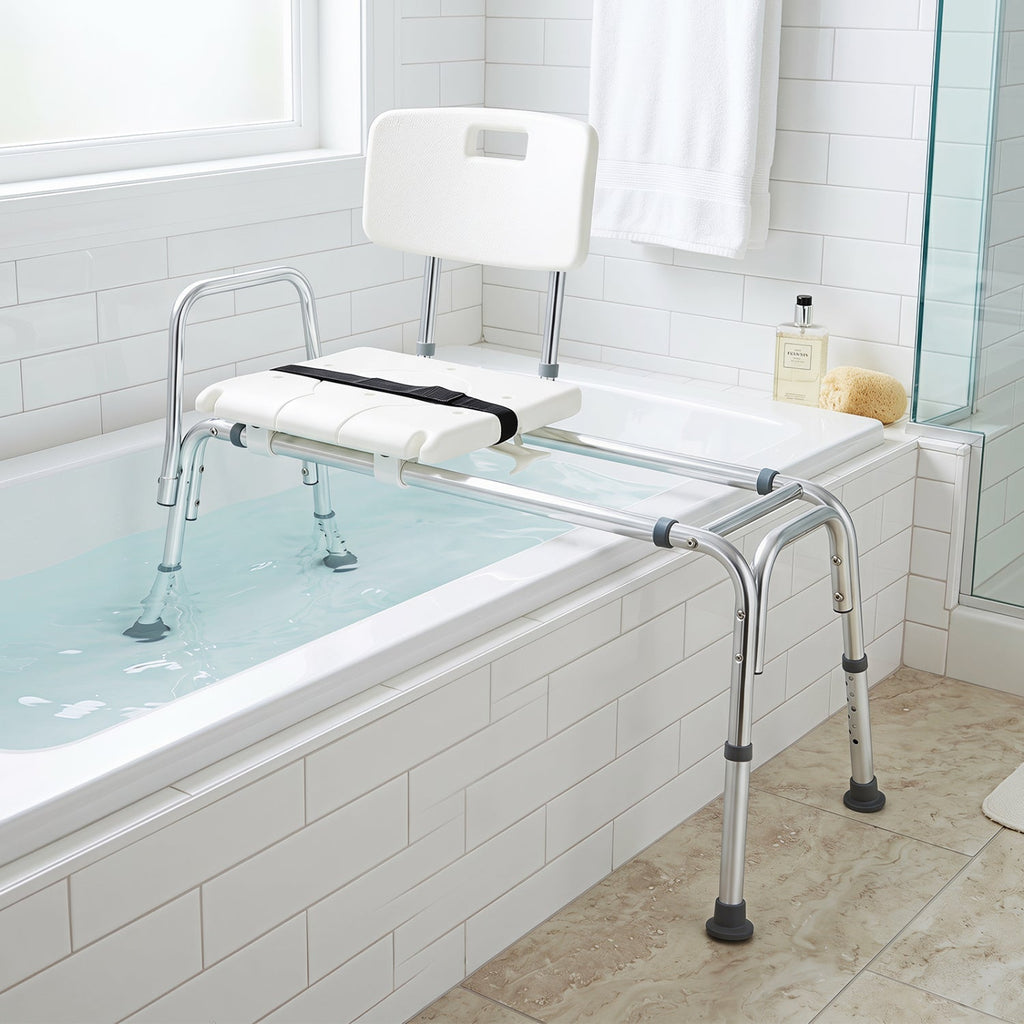 Sliding Transfer Bench with Adjustable Height for Bathtub