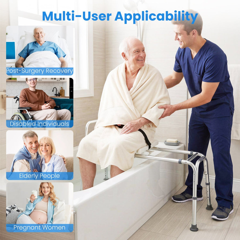 Sliding Transfer Bench with Adjustable Height for Bathtub