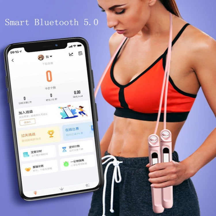Smart Corded / Cordless Dual-Use Bluetooth APP Counting Skipping Rope, Pink, Gray