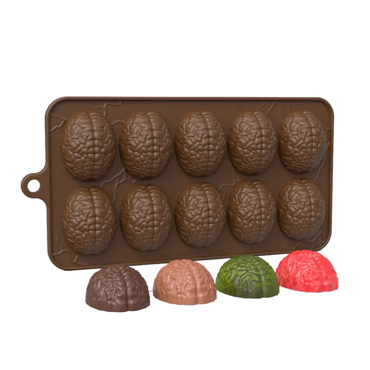 10 Grids Brain Halloween Chocolate Mould Homemade Brain Cake Mould DIY Candy Soft Molds, 10 Grids Brain