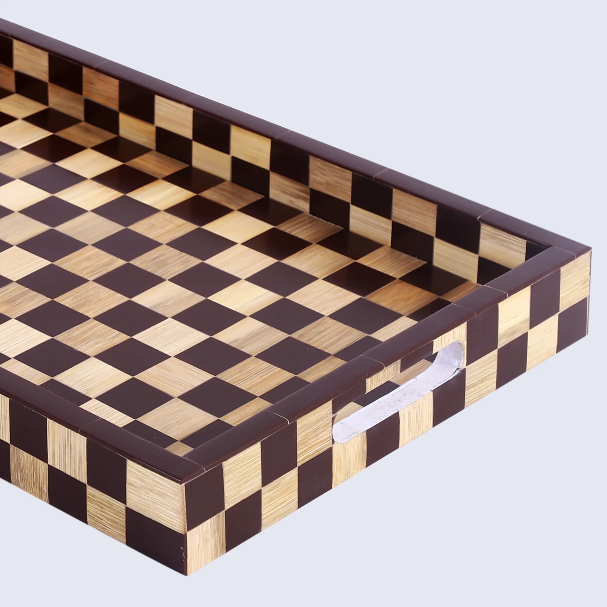 Brown Checkered Decorative Tray Coffee 17"x11"