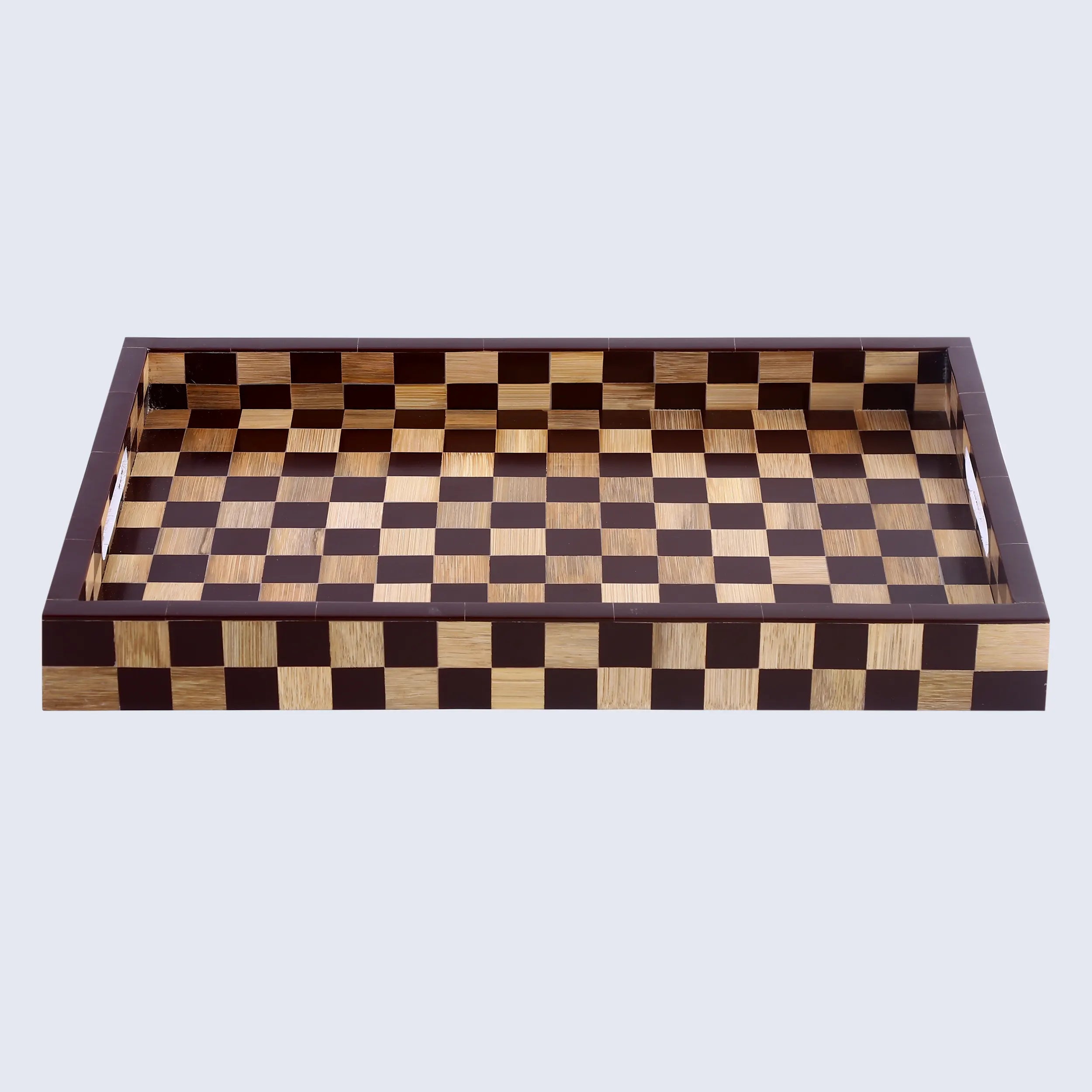Brown Checkered Decorative Tray Coffee 17"x11"