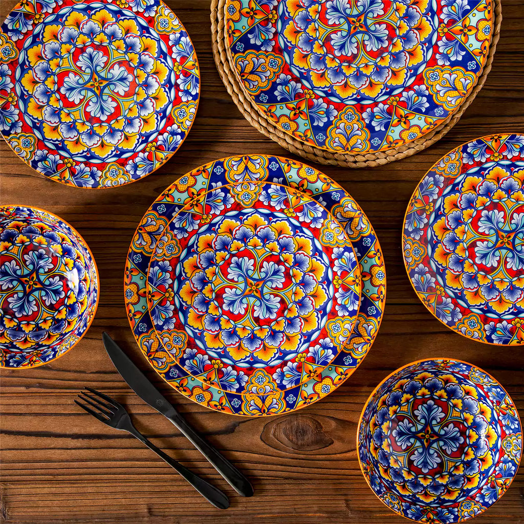 Simi 12 Piece Dinnerware Set with Front-Only Pattern