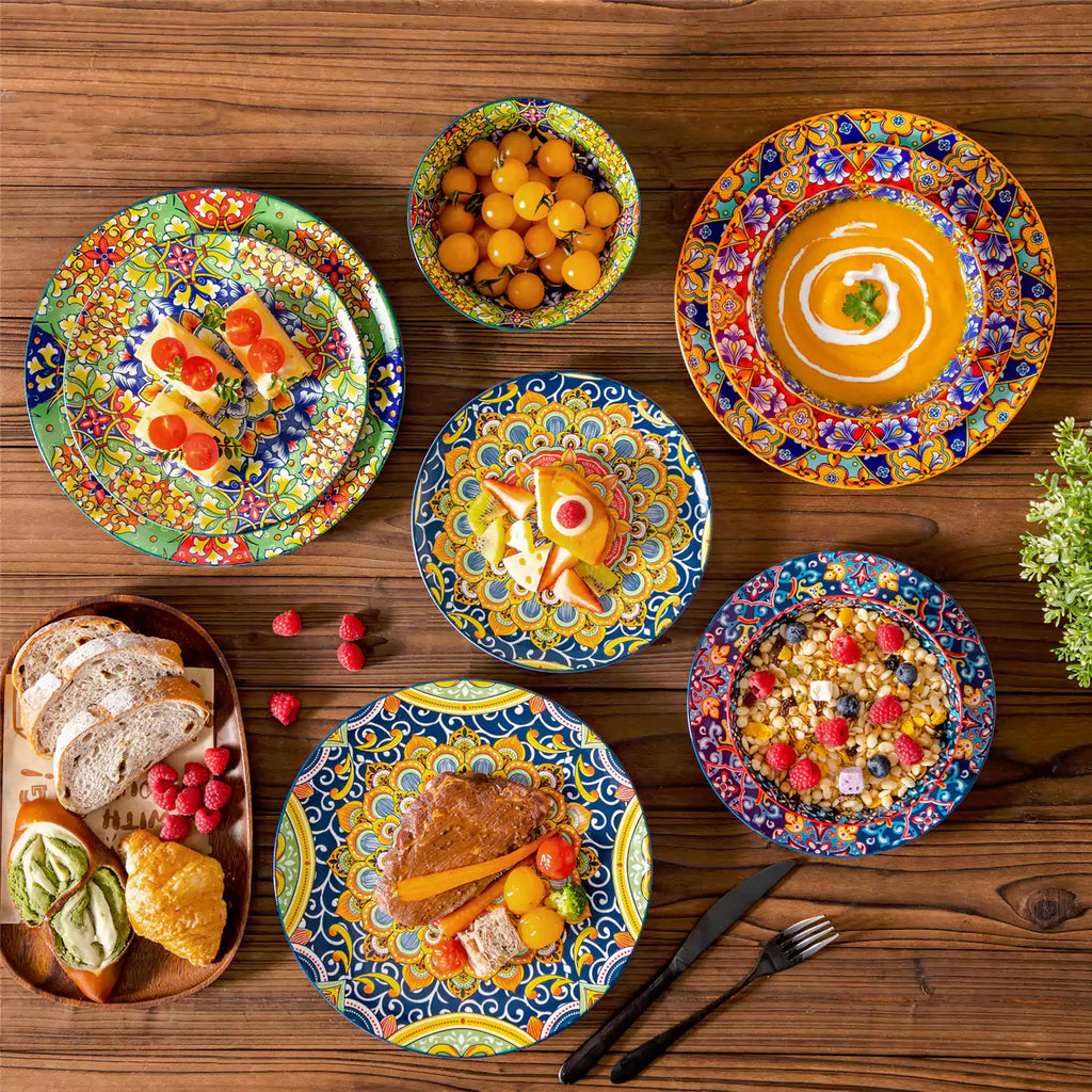 Simi 12 Piece Dinnerware Set with Front-Only Pattern