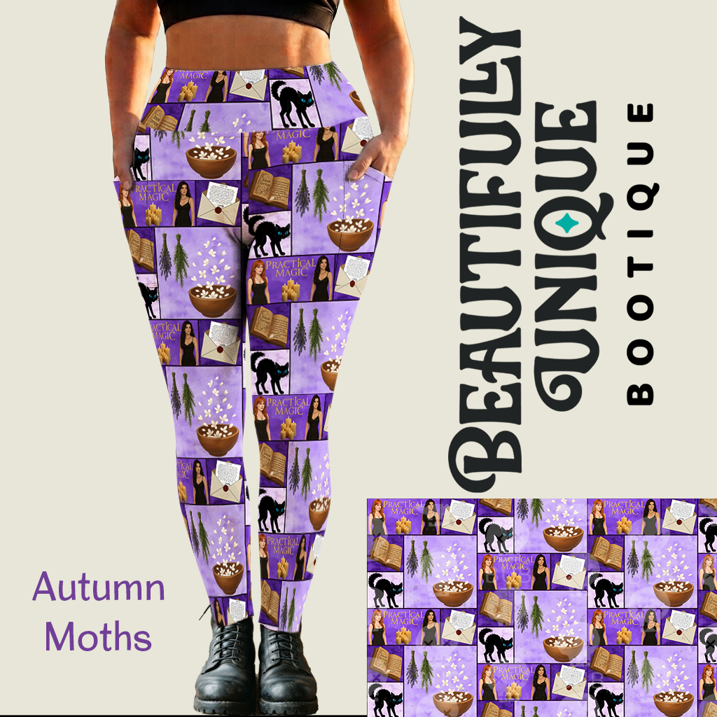 Velvet Spell Semi-Exclusive Leggings with Side Pockets - High-quality Handcrafted Vibrant Witchy Witchcraft Magick Magic