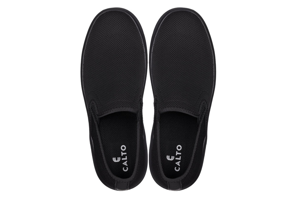 CALTO - X2780 - 2.8 Inches Taller (Black/Black Sole) - Lightweight Sneaker Loafers