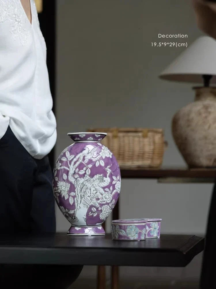 “Nirvana” Phoenix Relief Flat Vase
