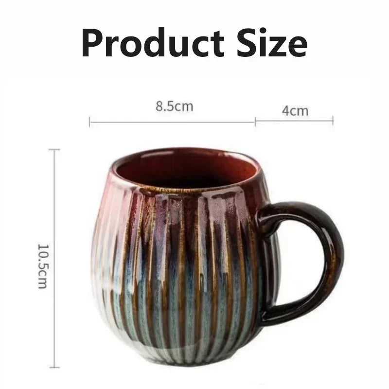 500ml Creative Retro Ceramic Mug – Large-Capacity Breakfast, Cereal & Latte Cup