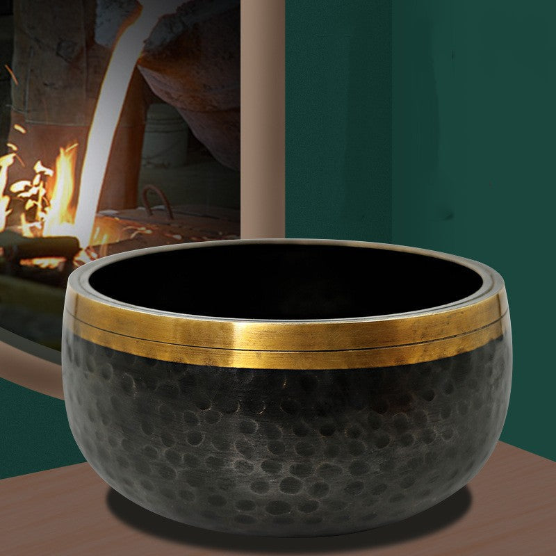 Lin Guai Hand-Hammered Black Gold Tibetan Singing Bowl