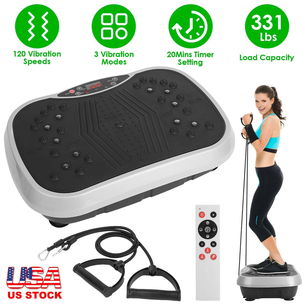 Vibration Exercise Machine With Resistant Bands Remote Control Whole Body Vibration Platform Workout Equipment Home Fitness Training Equipment For Wei
