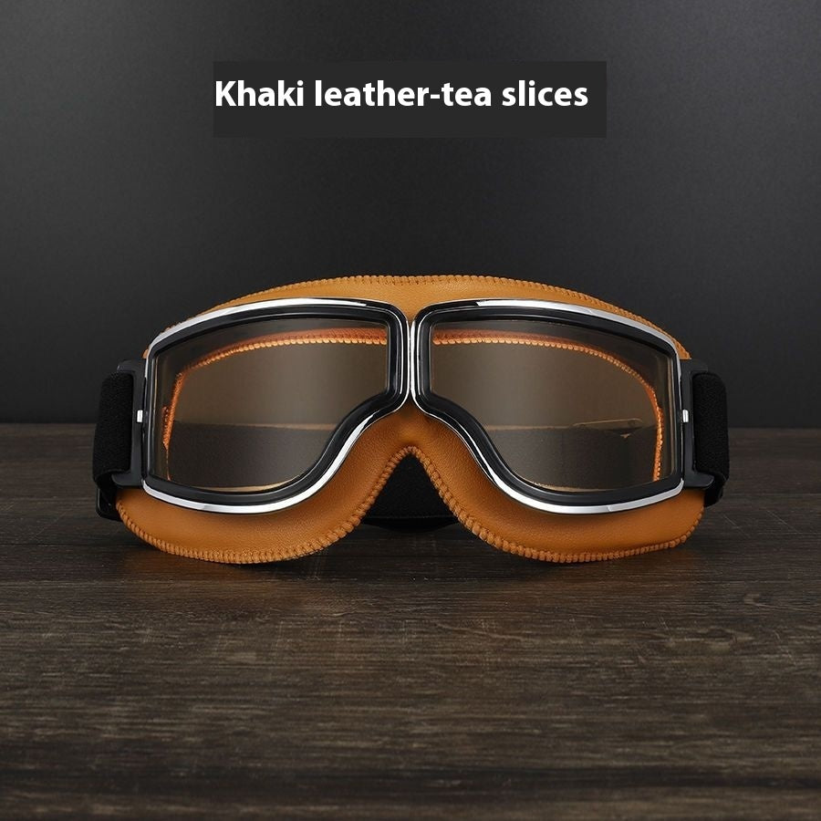 Men’s Retro Motorcycle Goggles with Adjustable Strap for Outdoor Sports