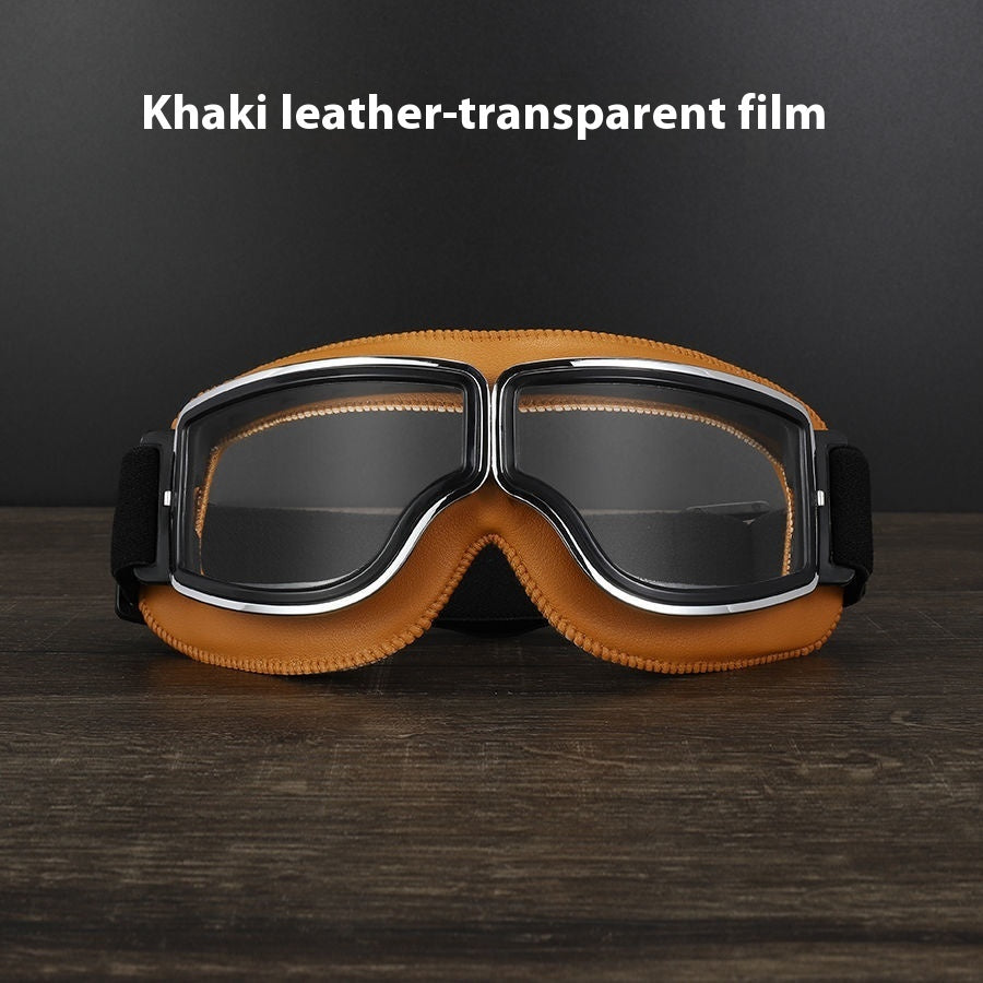 Men’s Retro Motorcycle Goggles with Adjustable Strap for Outdoor Sports
