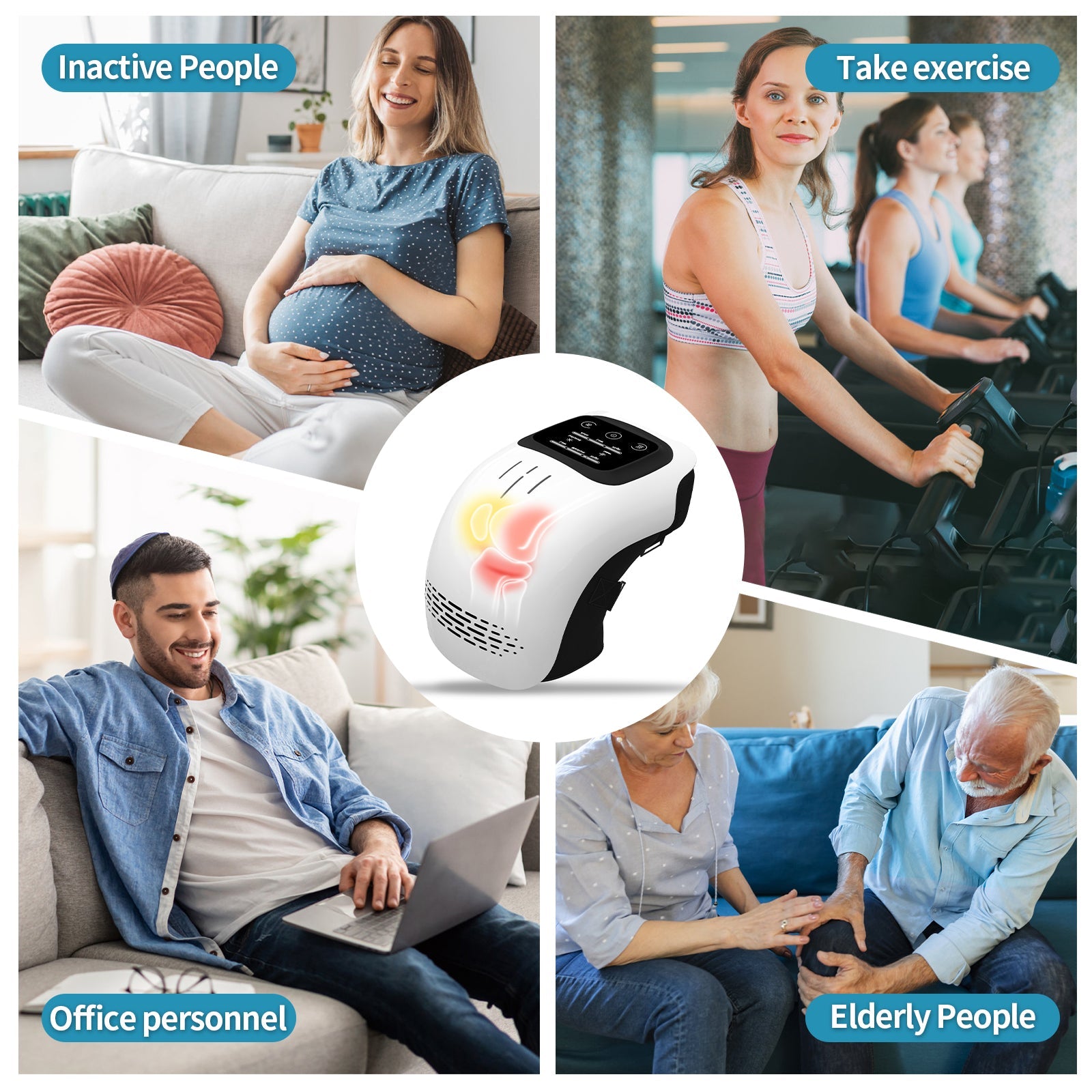 Intelligent Kneading Heating Knee Massager Rechargeable Pain Relief Infrared Laser Vibration Knee Massager