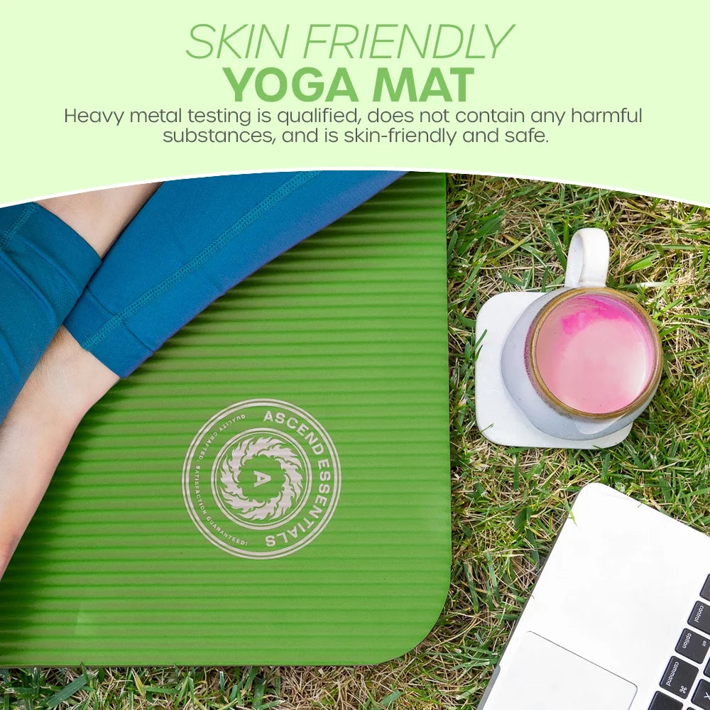 Yoga Mat 10 Mm Thickness with Carry Strap | Lightweight and Non Slip Yoga Mat for Pilates, Yoga | Free Ebook for Mat Workouts