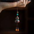 Handcrafted Lacquerware Fortune Gourd Charm – Auspicious Phone Lanyard & Keychain Pendant