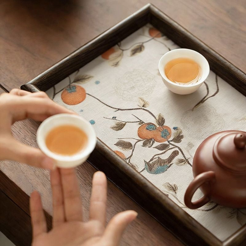 "Shi Shi Ru Yi" Embroidered Jewelry Tray – Wealth-Attracting Dresser Vanity Dish (20 × 30 cm)