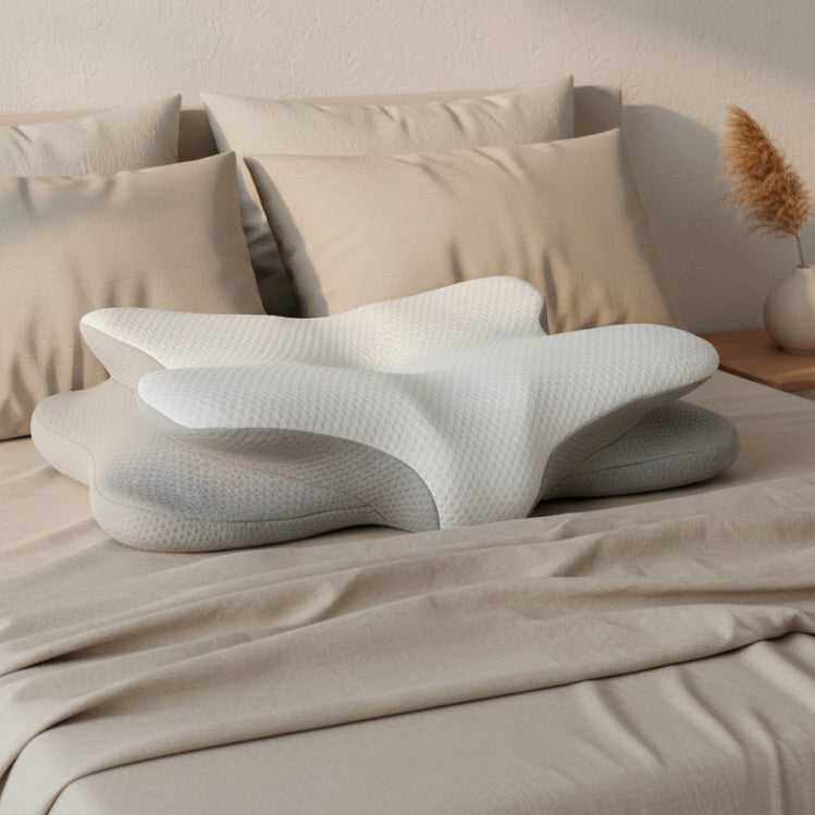 Memory Foam Butterfly Cervical Pillow – Slow Rebound, Breathable, 3 Fabric Options