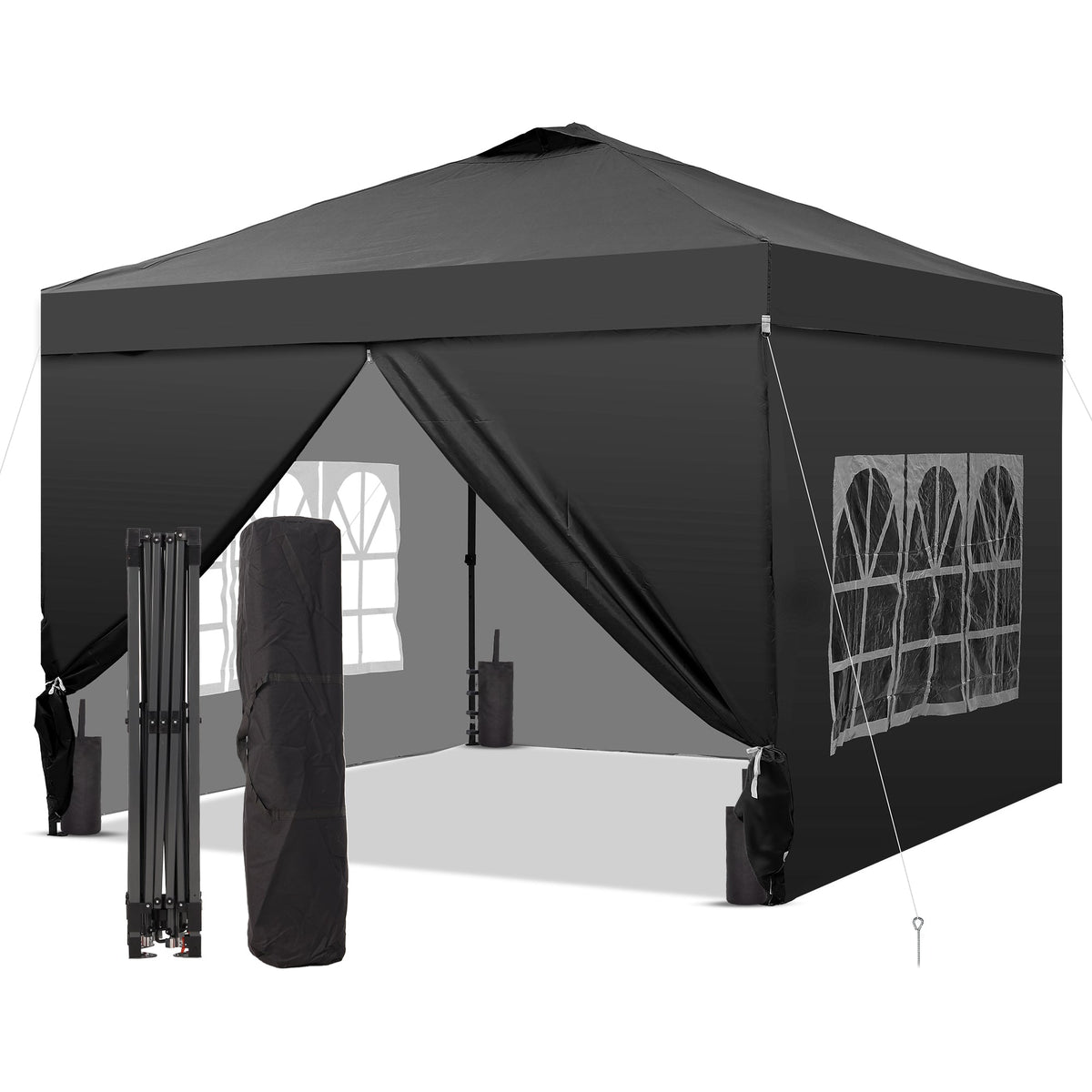 Ainfox 10x10 Pop up Canopy Tent with One Push Setup and Sidewalls,Instant Outdoor Shade Gazebos with Weighted Sandbags
