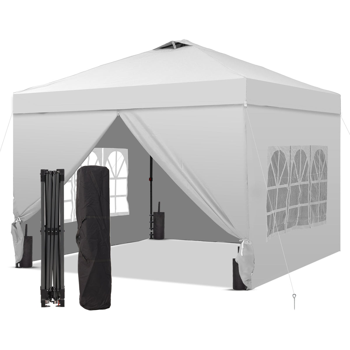 Ainfox 10x10 Pop up Canopy Tent with One Push Setup and Sidewalls,Instant Outdoor Shade Gazebos with Weighted Sandbags