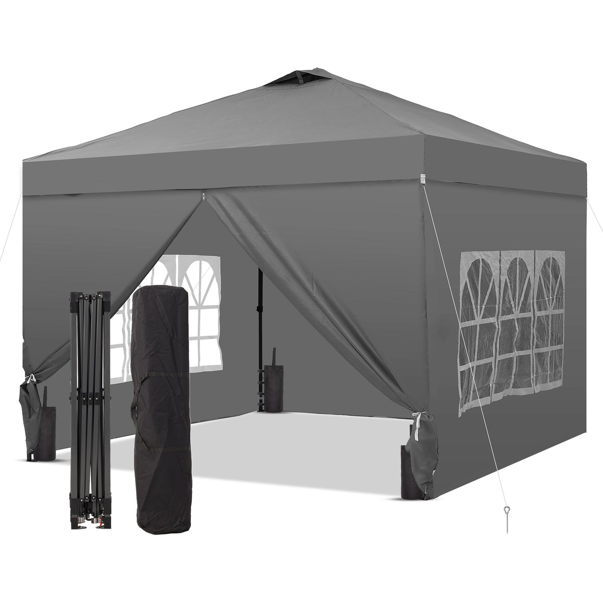 Ainfox 10x10 Pop up Canopy Tent with One Push Setup and Sidewalls,Instant Outdoor Shade Gazebos with Weighted Sandbags