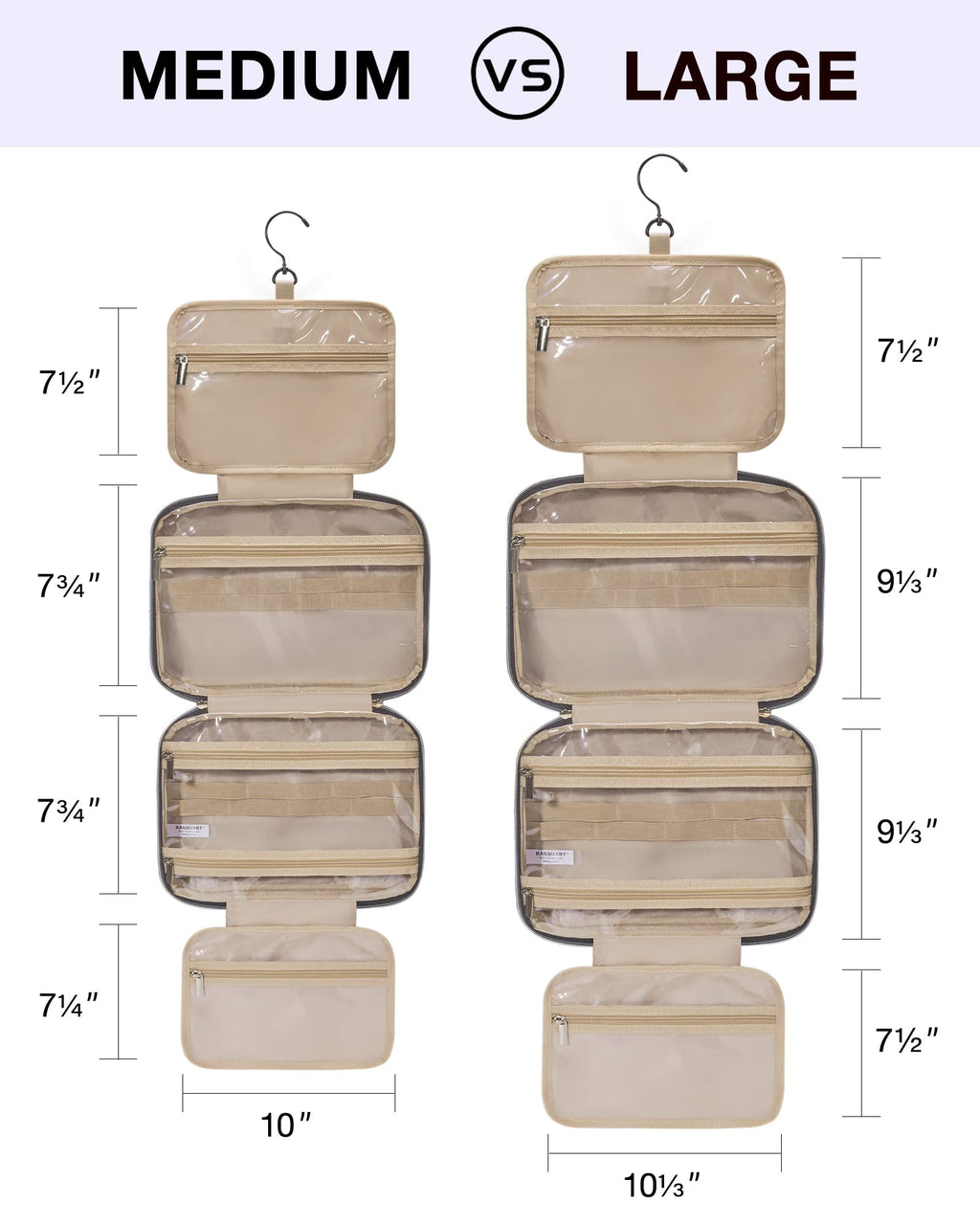 BAGSMART Toiletry Bag Travel Bag with Hanging Hook