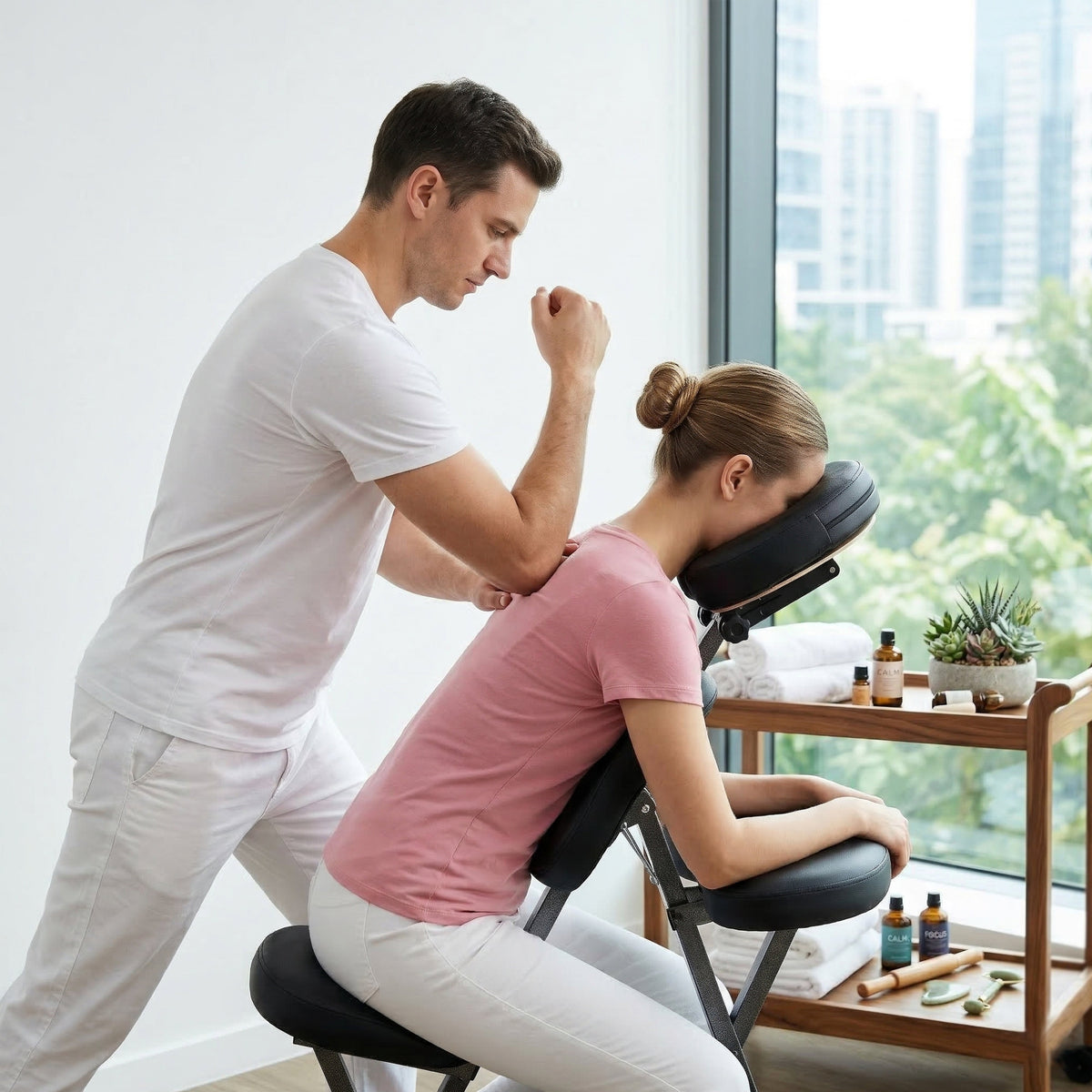 Portable Massage Chair with Adjustable Face Cradle