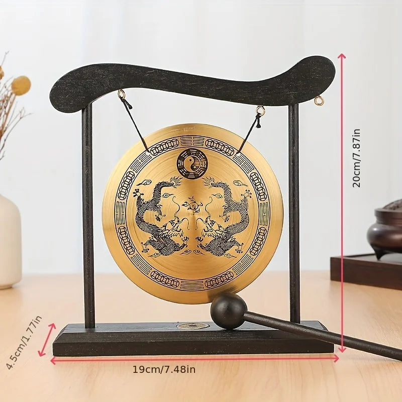 Bronze Meditation Gong with Wooden Frame and Mallet