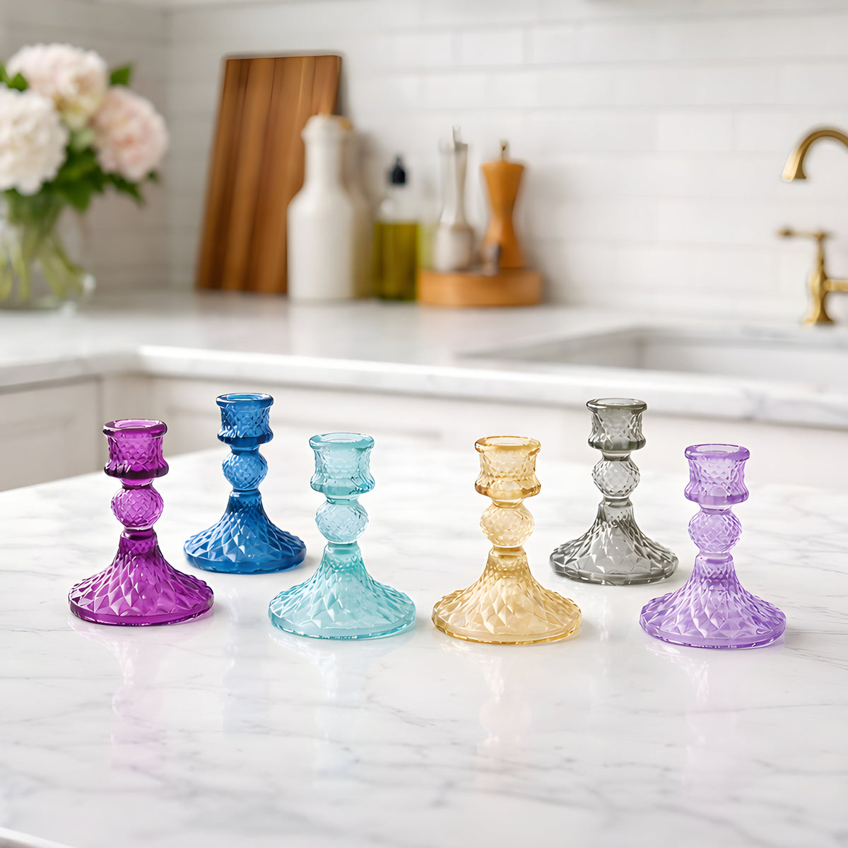 Colored Glass Taper Holder | Smoke