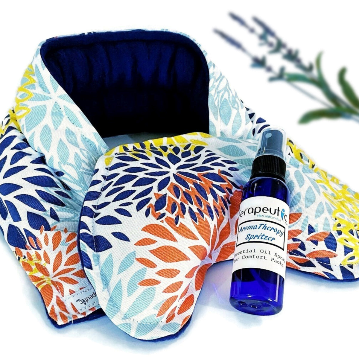 Neck Wrap with Eye Pillow, Microwavable Freezable Coordinating Kit for Soothing Therapy