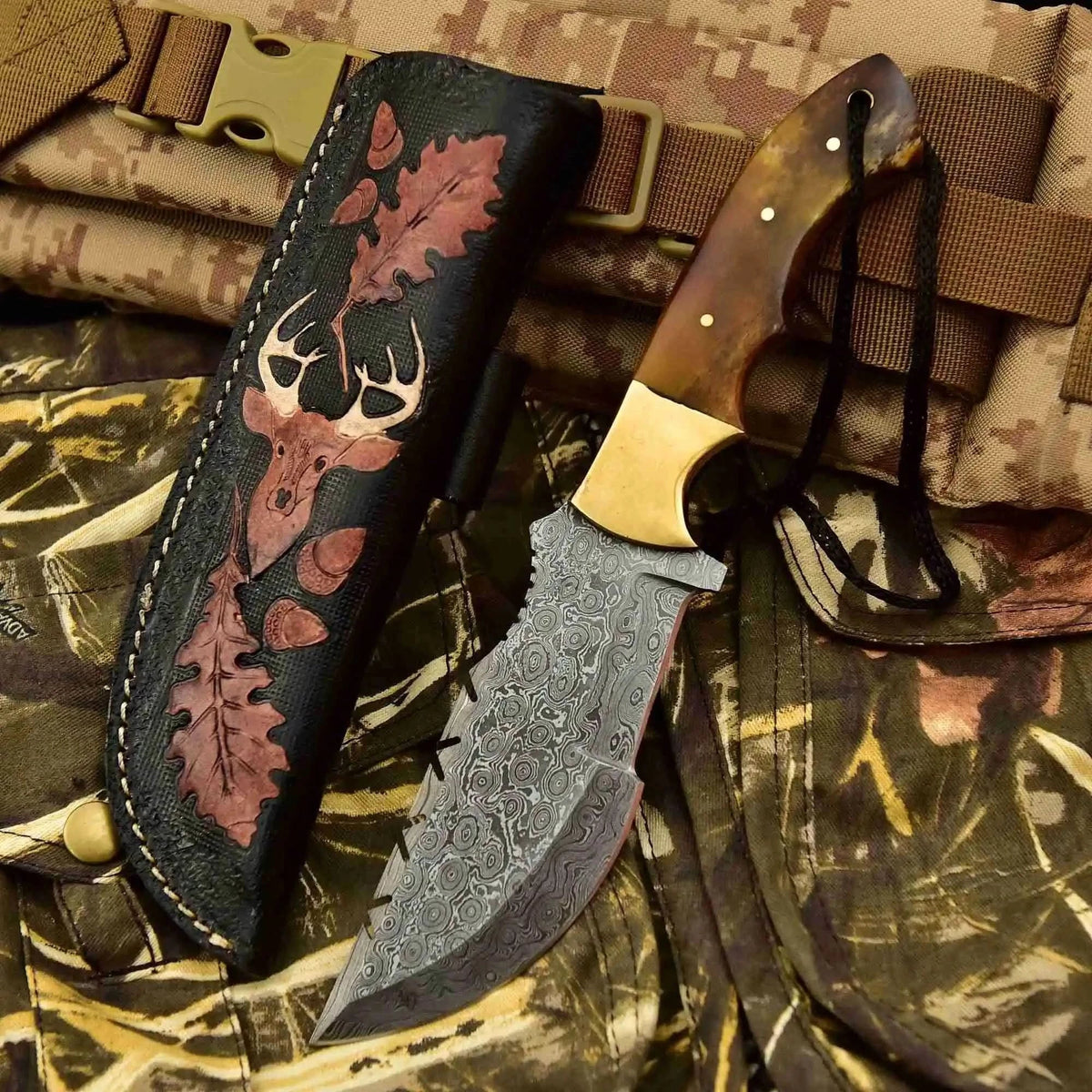 Canyon Tracker Survival Knife Damascus Steel Multiple Handle Colors | JW SteelCrafts
