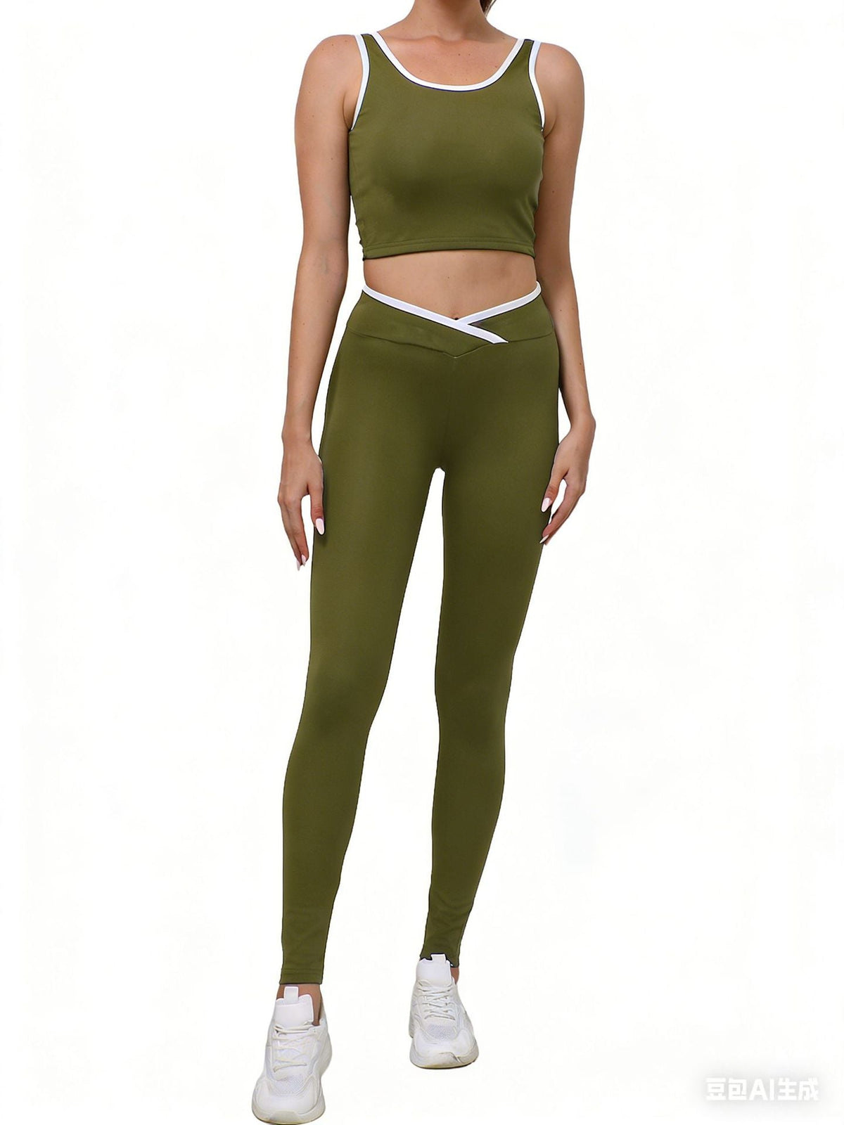 European And American Style High-Waisted Butt-Lifting Pants, Breathable Fitness Running Tank Top Set, Outdoor Women's Yoga Wear