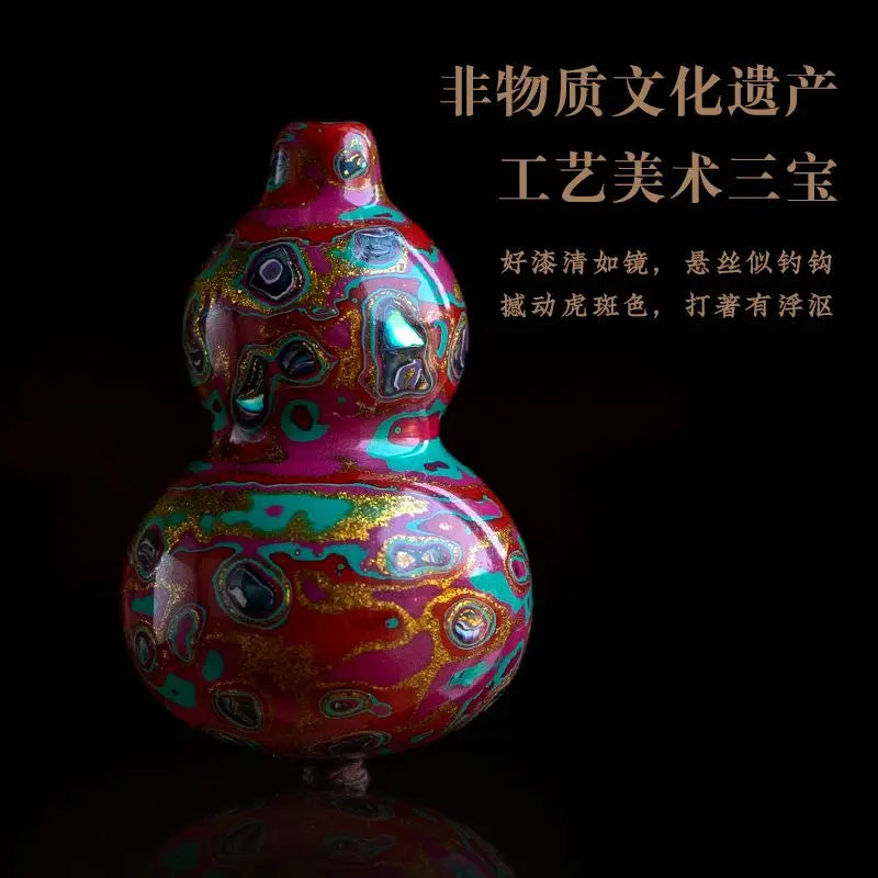 Handcrafted Lacquerware Fortune Gourd Charm – Auspicious Phone Lanyard & Keychain Pendant