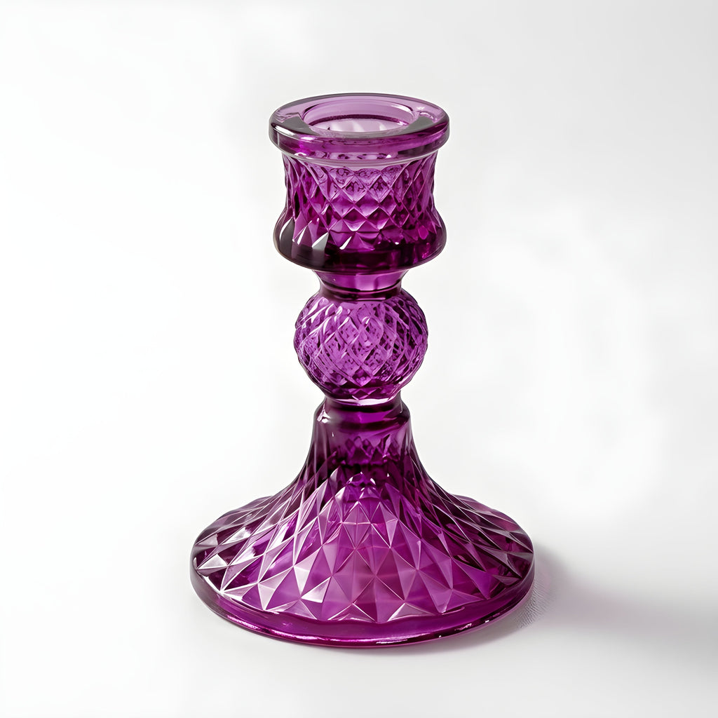Colored Glass Taper Holder | Dark Purple