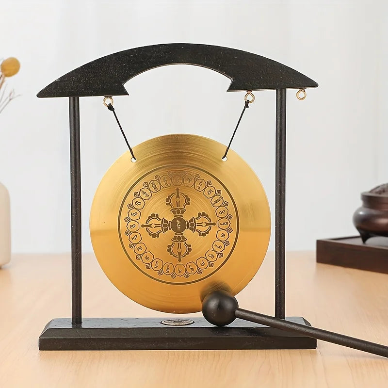 Bronze Meditation Gong with Wooden Frame and Mallet