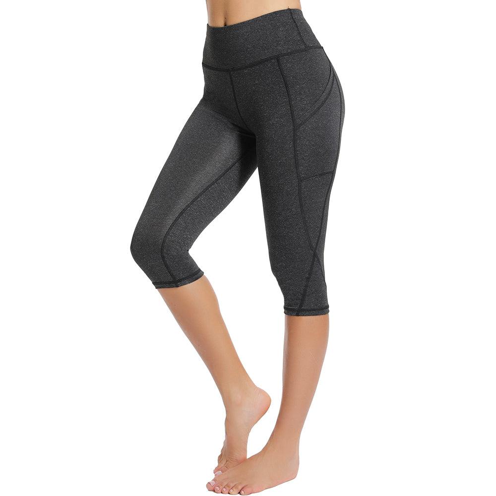 Casual Women's Yoga Pants Gym Fitness Sports Cropped Leggings Pocket Slim Pants Female Solid Color Women's Seamless Scrunch Legging Workout Leggings For Women Lift Tight Gym Yoga Home Pants