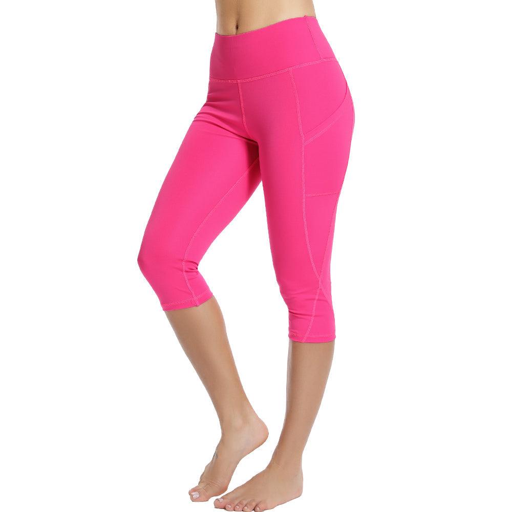 Casual Women's Yoga Pants Gym Fitness Sports Cropped Leggings Pocket Slim Pants Female Solid Color Women's Seamless Scrunch Legging Workout Leggings For Women Lift Tight Gym Yoga Home Pants