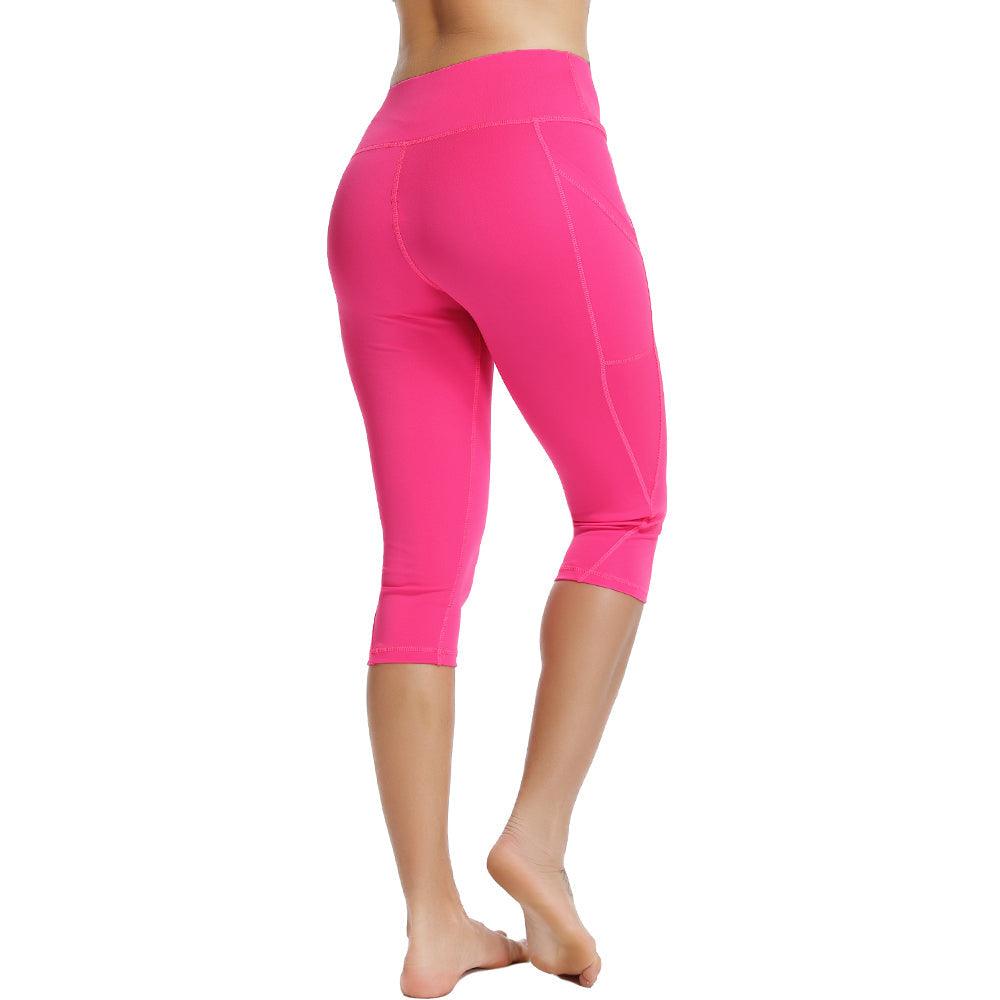 Casual Women's Yoga Pants Gym Fitness Sports Cropped Leggings Pocket Slim Pants Female Solid Color Women's Seamless Scrunch Legging Workout Leggings For Women Lift Tight Gym Yoga Home Pants