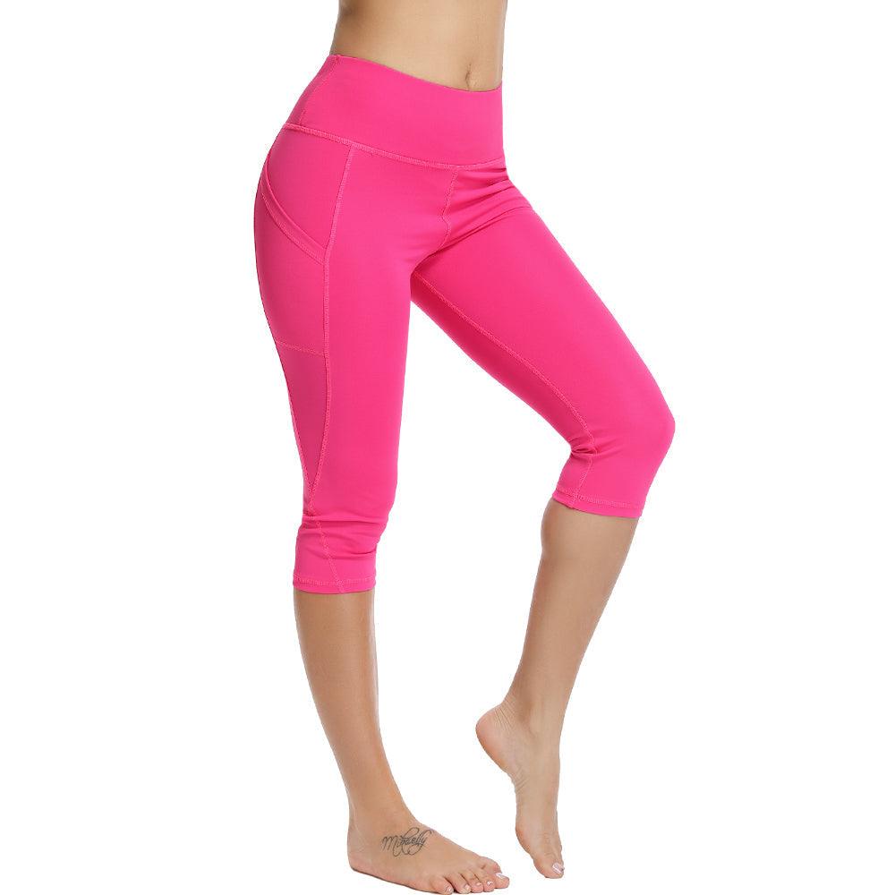 Casual Women's Yoga Pants Gym Fitness Sports Cropped Leggings Pocket Slim Pants Female Solid Color Women's Seamless Scrunch Legging Workout Leggings For Women Lift Tight Gym Yoga Home Pants