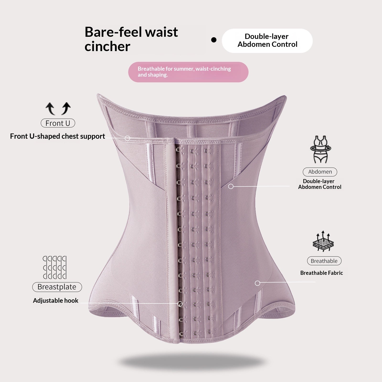 Waist Trainer Corset, Breathable, Enhanced