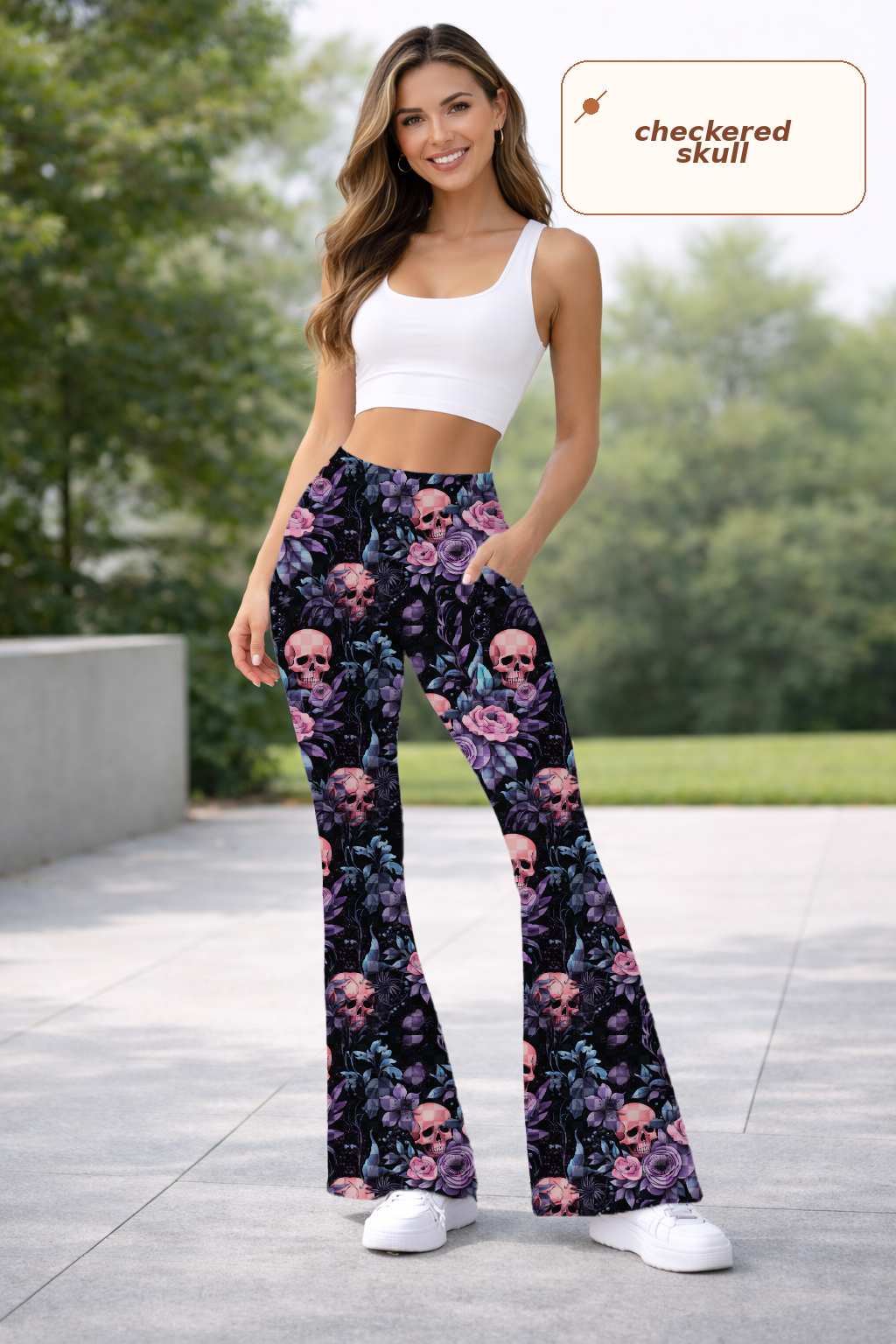 CHECKERED SKULL-YOGA FLARE