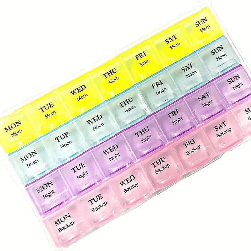 Colorful 28-Compartment Pill Organizer - Portable, Large Capacity Health Care Box