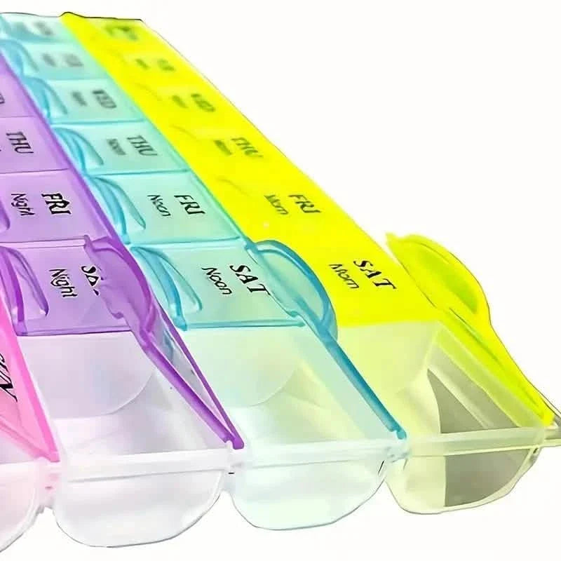 Colorful 28-Compartment Pill Organizer - Portable, Large Capacity Health Care Box