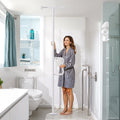 Floor-to-Ceiling Transfer Pole, Tension Mounted Bathroom Grab Bar with Anti-Slip Curve Handle, 300 Lbs Capacity Security Pole for Elderly, Ideal Senior Safety Pole for 7-10 Ft Ceilings, White