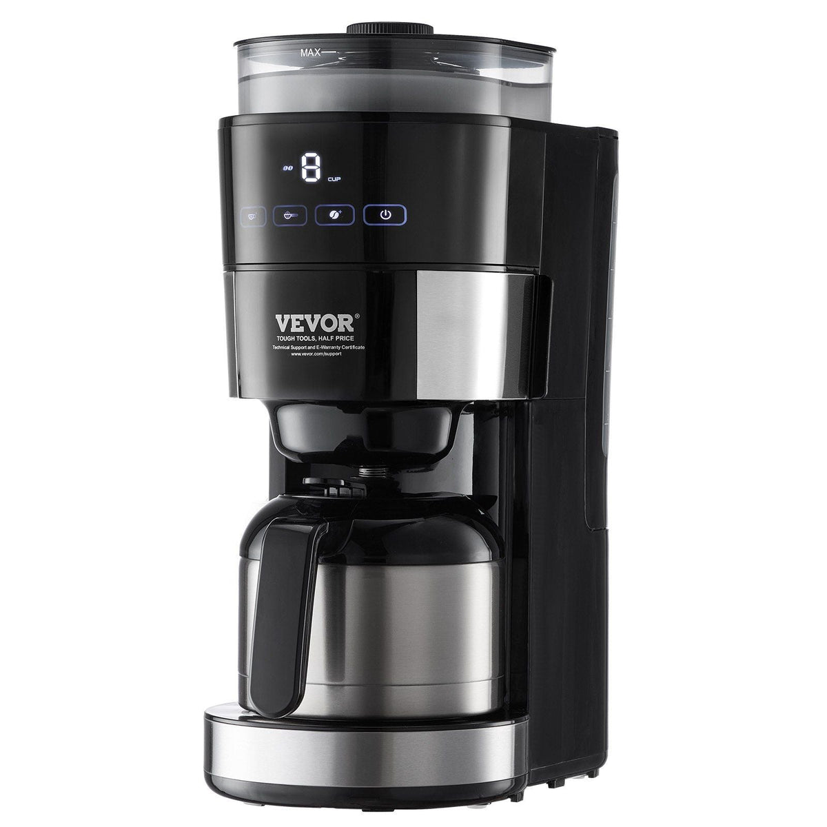 8-Cup Coffee Maker Drip Coffee Machine with 3 Brew Strength Control