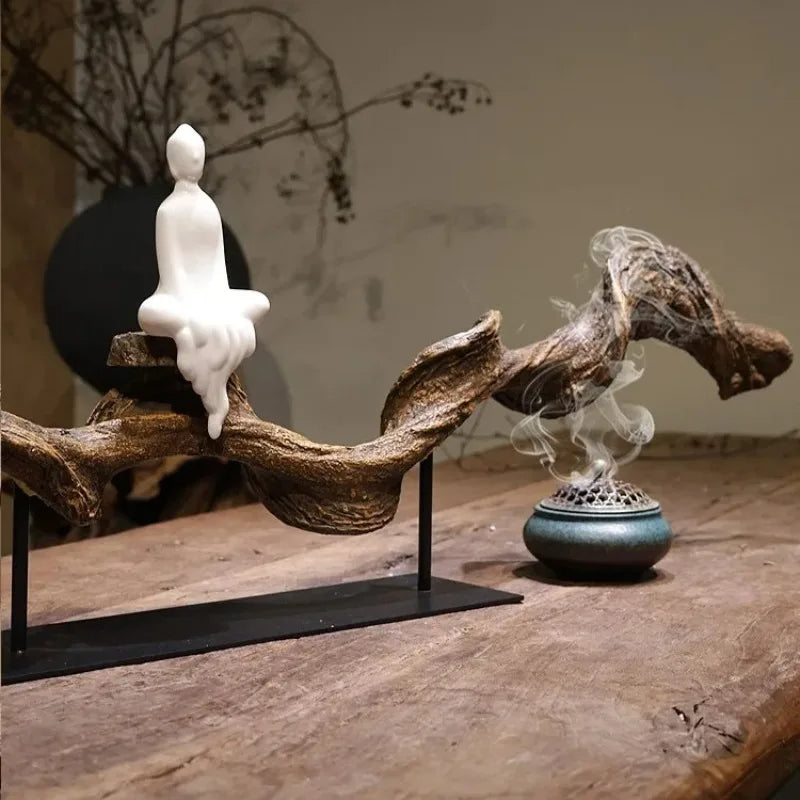 Zen-Inspired Wabi-Sabi Resin Sculpture – Abstract Entryway & Tea Room Ornament