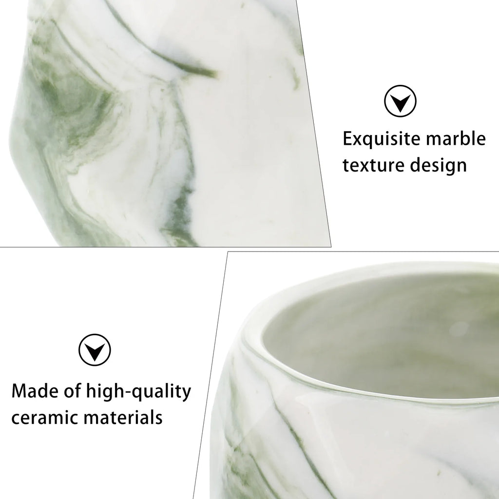 Premium Green Marble-Finish Ceramic Succulent Planter (8 × 5 cm)