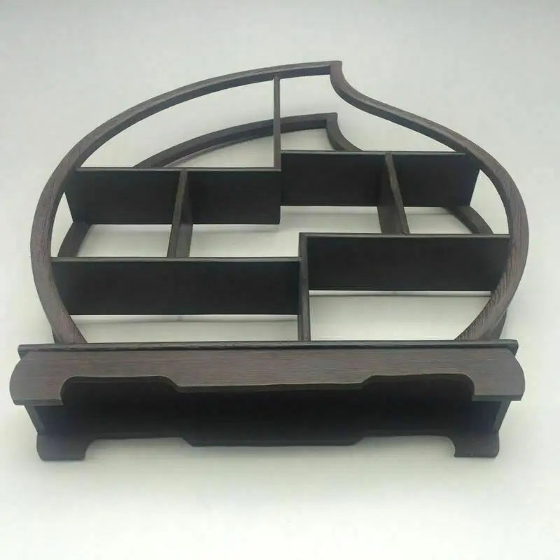 Wood‑Carved Peach Stand for Snuff Bottles & Statues