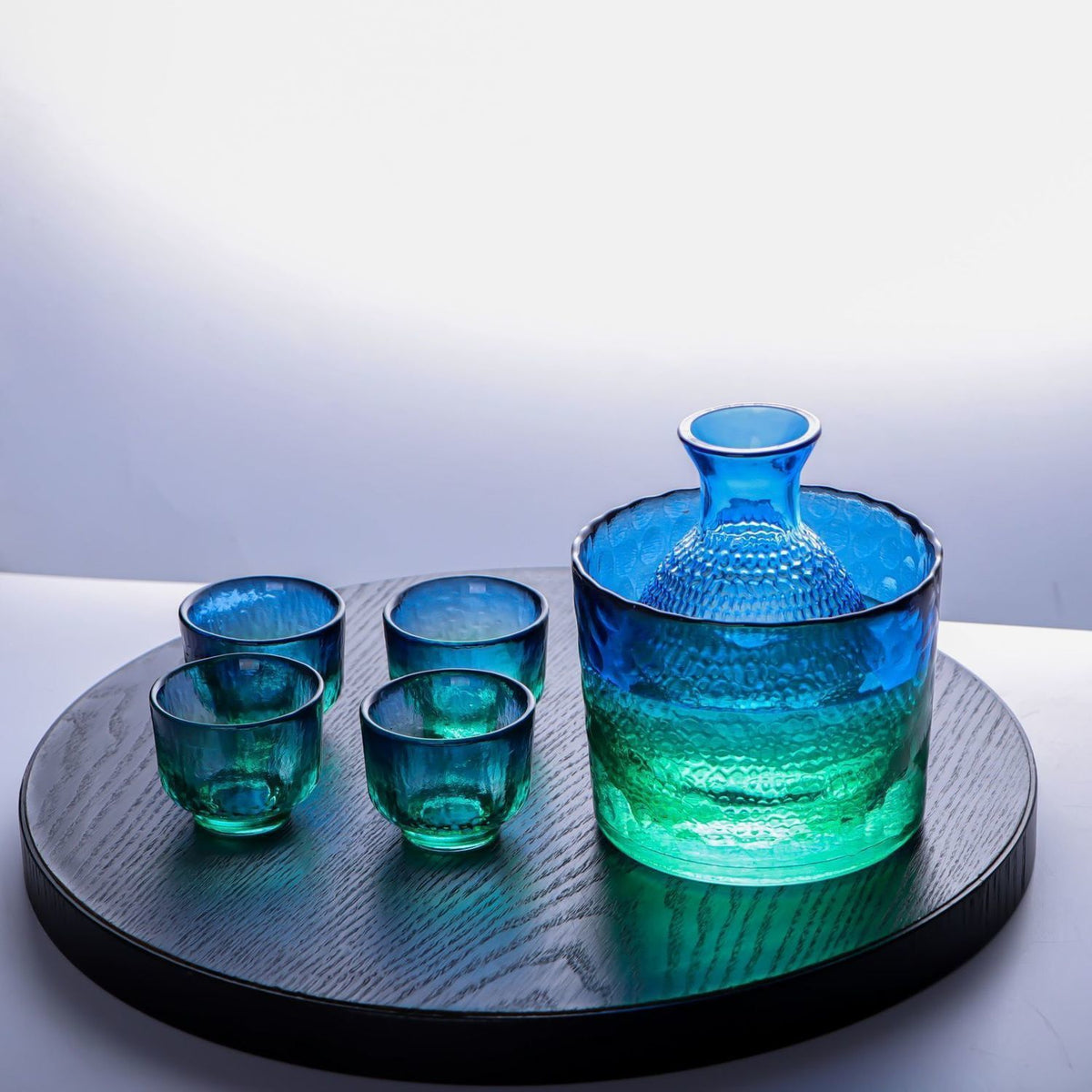 Japanese Hammered Glass Wine & Sake Set – 6-Piece